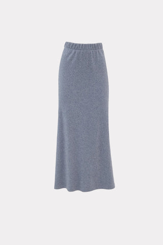 Rib Knit Suit Asymmetric Blouse & Basik Skirt Grey & Blue