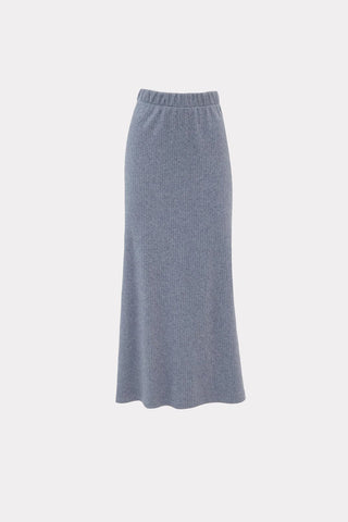 Rib Knit Suit Asymmetric Blouse & Basik Skirt Grey & Blue - Julia Allert