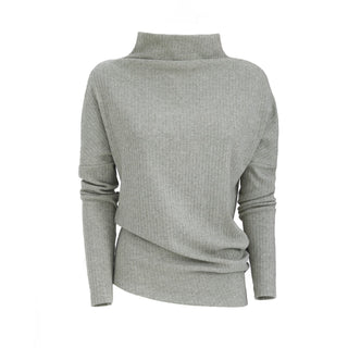 Rib Knit Suit Asymmetric Blouse & Basik Skirt Grey & Green - Julia Allert