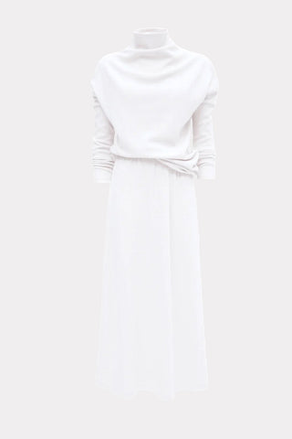 Rib Knit Suit Asymmetric Blouse & Basik Skirt White