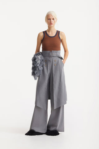 Textured Fringe Envelope Clutch Bag - Grey