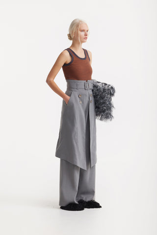 Textured Fringe Envelope Clutch Bag - Grey