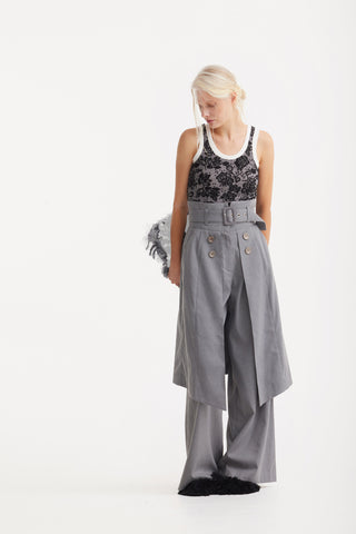 Rib Tank Top Floral Jacquard