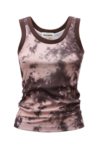 Rib Tank Top Pink Tie-Dye