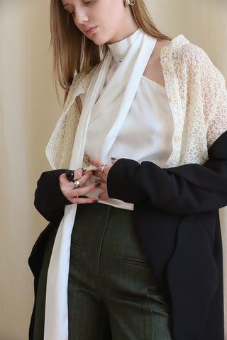 Romantic Sheer Straight-Fit Lace Shirt Ecru
