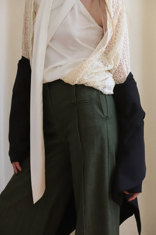 Romantic Sheer Straight-Fit Lace Shirt Ecru