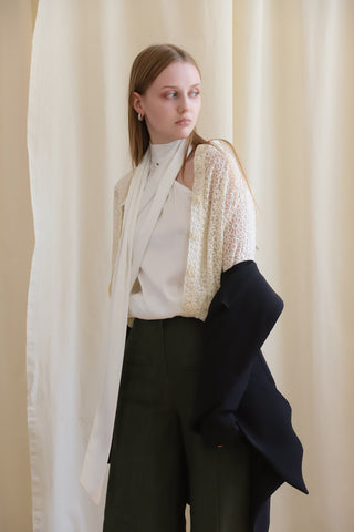 Romantic Sheer Straight-Fit Lace Shirt Ecru