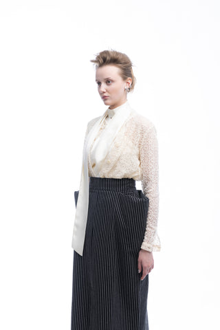 Romantic Sheer Straight-Fit Lace Shirt Ecru