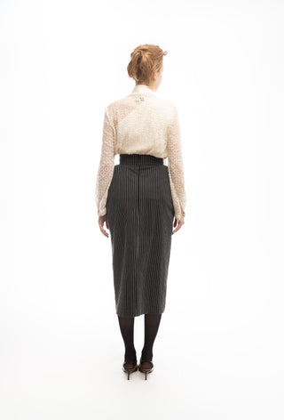 Romantic Sheer Straight-Fit Lace Shirt Ecru