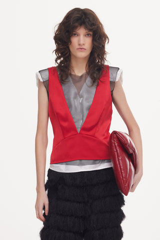 Glossy Patent Envelope Clutch Bag Red