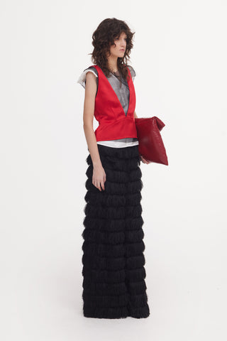 Evening Statement Fringe Palazzo Pants – Black