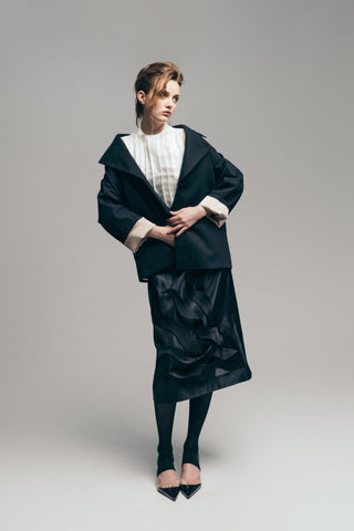 Satin-Organza Sleeveless Blouse White - Julia Allert