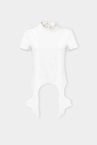Sculpted Hemline Short Sleeve Blouse White