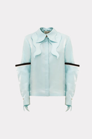 Designer Silk Organza Shirt With Double Sleeves – Menthol