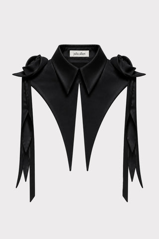 Sculptural Satin Statement Collar – Black - Julia Allert