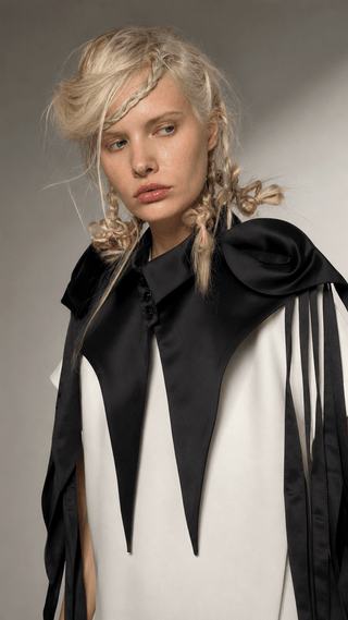 Sculptural Satin Statement Collar – Black - Julia Allert