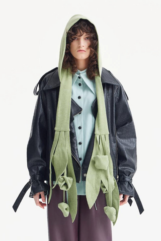 Artistic Asymmetric Textured Viscose Blouse - Dusty Mint