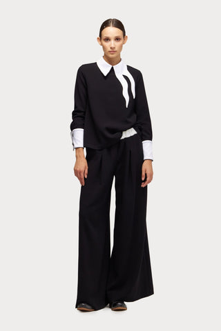 Semi-Formal Blouse With Contrasting Details Black - Julia Allert
