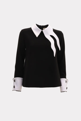 Semi-Formal Blouse With Contrasting Details Black - Julia Allert