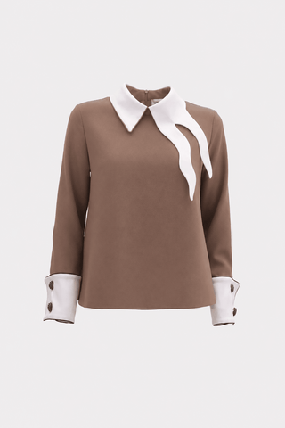 Semi-Formal Blouse With Contrasting Details Brown - Julia Allert