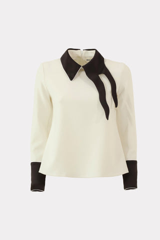 Semi-Formal Blouse With Contrasting Details Ecru - Julia Allert
