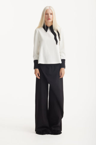 Semi-Formal Blouse With Contrasting Details Ecru - Julia Allert