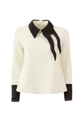 Semi-Formal Blouse With Contrasting Details Ecru