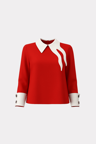 Semi-Formal Blouse With Contrasting Details Red - Julia Allert
