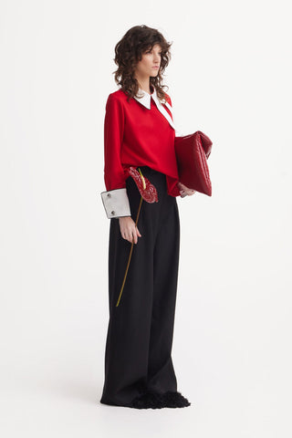 Semi-Formal Blouse With Contrasting Details Red - Julia Allert