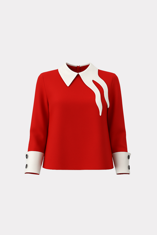 Semi-Formal Blouse With Contrasting Details Red