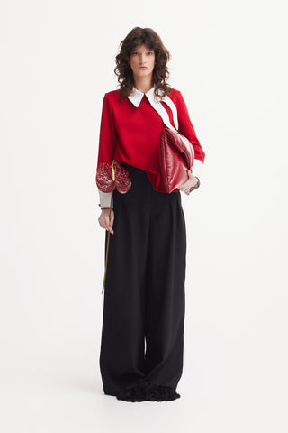 Semi-Formal Blouse With Contrasting Details Red