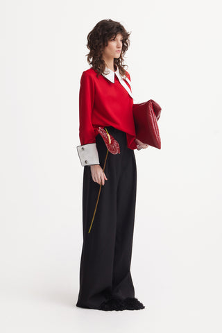 Semi-Formal Blouse With Contrasting Details Red