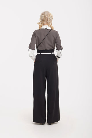 Semi-Formal Blouse With Double Contrasting Details Grey - Julia Allert