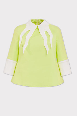 Semi-Formal Blouse With Double Contrasting Details Light Lime - Julia Allert