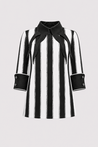 Semi-Formal Striped Blouse With Black Double Contrasting Details - Julia Allert