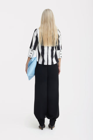 Semi-Formal Striped Blouse With Double Contrasting Details - Black Ivory - Capsule Edition - Julia Allert
