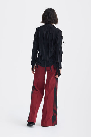 Semi-Sheer Evening Blouse - Textured Crepe Black - Julia Allert
