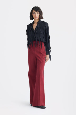 Semi-Sheer Evening Blouse - Textured Crepe Black - Julia Allert