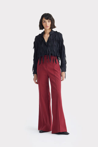Semi-Sheer Evening Blouse - Textured Crepe Black - Julia Allert