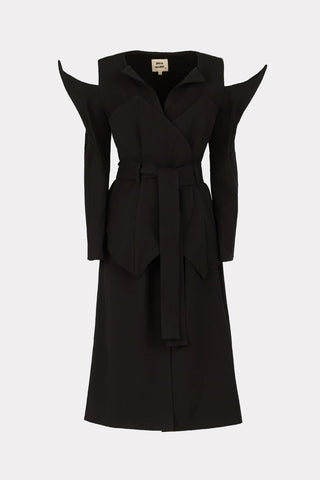 Set - Long Button-Up Dress With Corset Belt Black