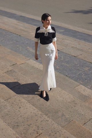 Short Sleeve Formal Bow Blouse - Black - Julia Allert
