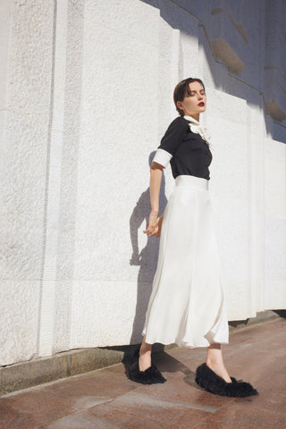 Short Sleeve Formal Bow Blouse - Black - Julia Allert