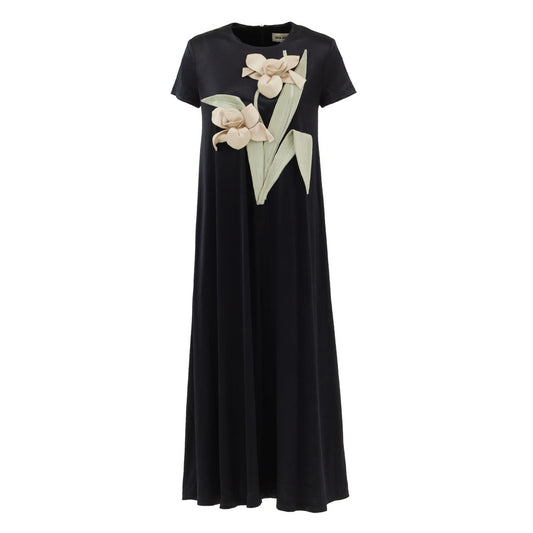 Short Sleeve Maxi Knit Dress Black
