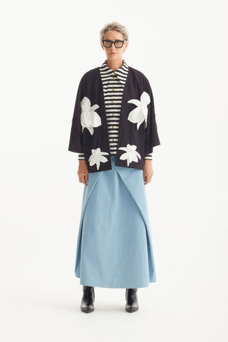 Silk-Lined Wrap Jacket With Dropped Sleeves Black