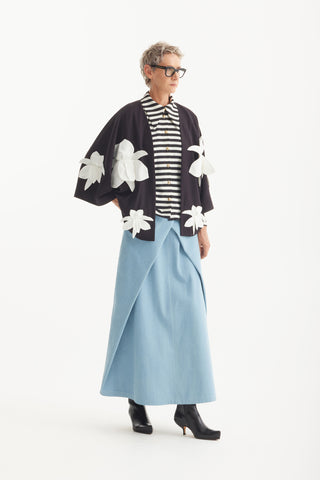 Silk-Lined Wrap Jacket With Dropped Sleeves Black