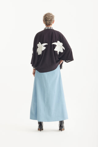 Silk-Lined Wrap Jacket With Dropped Sleeves Black