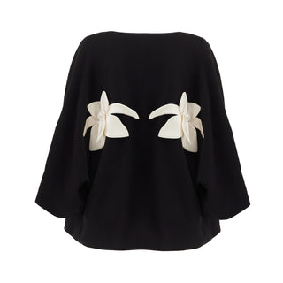 Silk-Lined Wrap Jacket With Dropped Sleeves Black