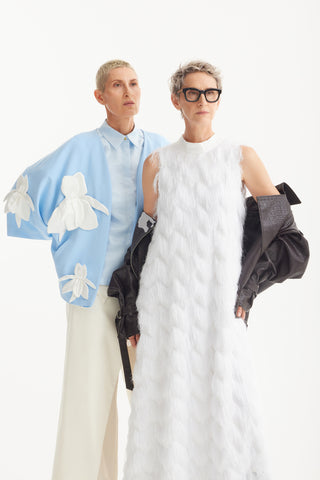 Long Evening Gown A-Line Fringe Dress White