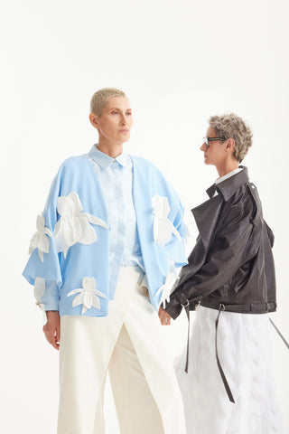 High-Waisted Cotton Wrap Trousers , Skirt Effect - Ivory