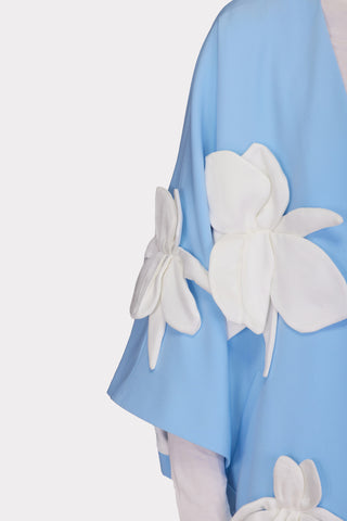 Silk-Lined Wrap Jacket With Dropped Sleeves Light Blue